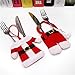 6PCS Santa Suit Christmas Silverware Holder Pockets Red Kitchen Cutlery Bag Santa Suit Dinner Flatware Holders