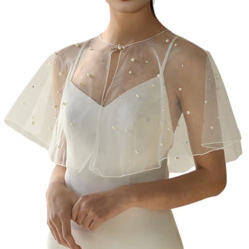 Cliory Sheer Shawls Bridal Pearl Shawls Wraps for Women Party Prom Wedding Fashion Capes Accessories for Women and Bride at Amazon
