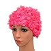 Medifier Lace Vintage Swim Cap Floral Petal Retro Style Bathing Caps for Women Rose (Rose Red)