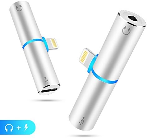 iPhone Headphone Adapter, AQQEF Lightning to 3.5 mm Headphone Jack Adapter Audio and Charger Adapter for iPhone X, iPhone 8/ 8 Plus, iPhone 7/ 7 Plus (Sliver)