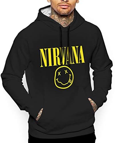TSGZOE43 Nirvanaa Men's Jacket Sweatshirt 3D Print Hooded Full Zip Zipper Coat Sweater with Kangaroo Pocket Tops L