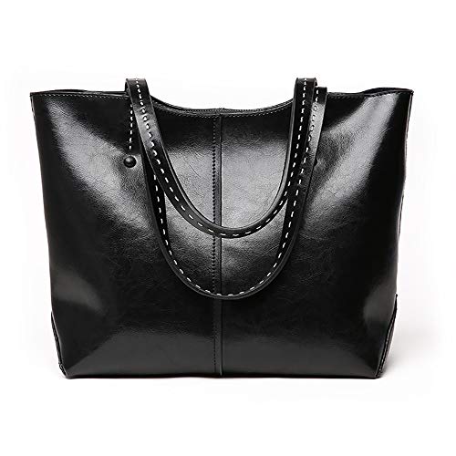 Tote Bags For Women Shoulder Handbags Large Capacity Travel Soft Shopping Neat (1.black) - Thumbnail 2