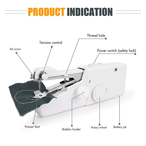 Handheld Sewing Machine, Mini Cordless Handheld Electric Sewing Machine, Quick Handy Stitch Tool for Fabric, Clothing, Kids Cloth Home Travel Use - Thumbnail 3