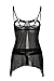 SeClovers Women See-through Cupless Sexy Lingerie with G-string Set Black L