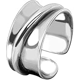 Vintage Cuff Adjustable Open Ring for Women Hypoallergenic Expandable Wedding Statement Finger Rings Simple Comfort Fit Dainty Engagement Birthday Mother's Day Jewelry Gift