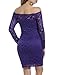 ACEVOG Vintage Dress for Women Long Sleeve Off Shoulder Lace Dress Bodycon Dresses (Large, Purple)
