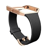 GHIJKL For Fitbit Blaze Slim Bands with Frame, TPU Replacement Sport Strap with Rose Gold Frame for Fitbit Blaze Smart Fitness Watch, Large Small, Black
