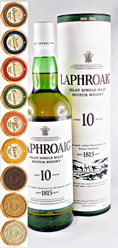 Laphroaig 10 Jahre Islay Single Malt Whisky + 12 Edelschokoladen in 6 Sorten