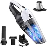 Holife Handheld Vacuum Cleaner Cordless, Lightweight Stainless Steel Filter Hand Held Vac with Rechargeable 2200mAh Lithium Battery, 30mins Hand Vacuum for Car Pet Hair