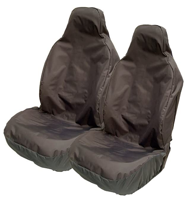 Heavy Duty Black Waterproof Car Seat Covers - Front Pair (Airbag Friendly)