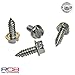 License Plate Screw Kit - Set of 4 Stainless Steel Screws for Front and Back License Plates, Frames and Covers on Domestic Cars, Trucks, SUVs - Rustproof, Self Tapping Mounting Bolts (Stainless Steel)