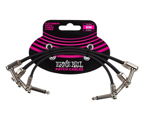 【正規品】 ERNIE BALL 6221 フラット・リボン・パッチケーブル 3本パック 6インチ 15cm