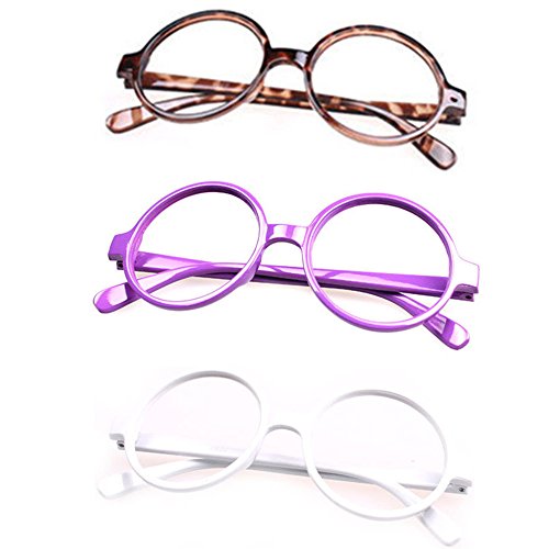 Set of 3 FancyG® Retro Geek Nerd Style Round Shape Glass Frame NO LENSES SET96