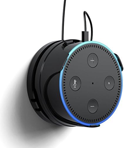 MIUO Echo Dot Wall Mount with Built-in Cord Management Reusable Sticky Gel Pad Space Saving Accurate Design Removable Wall Hanger Holder Stand for Echo Dot 2nd without Drilling Needed-Black
