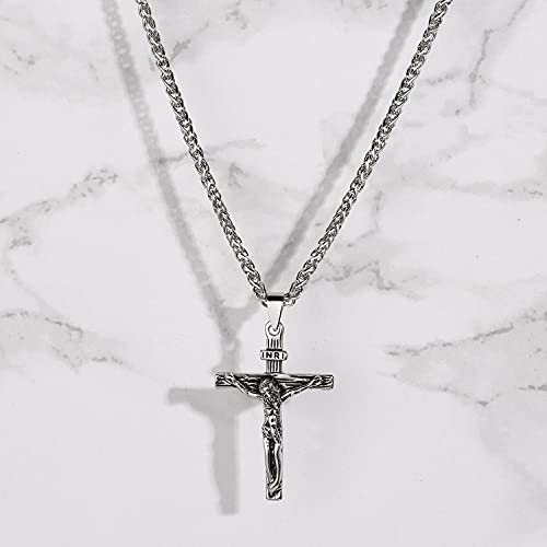 Pinsparkle Cross Necklaces For Women Men Crucifix Necklace Women Cross Necklace Jesus Necklace Silver Cross Chain