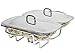 Galashield Buffet Server and Warming Tray Stainless Steel with 2 Glass Dishes Food Warmer Chafing (1.5-Quart Each tray)