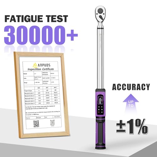ANPUDS Digital Torque Wrench 1/2 Inch, Accuracy ±1%, 6-400 Nm Torque Wrenches Adapter with Vibrations, Buzzer and LED Indicator, for Car, Truck, Motorcycle