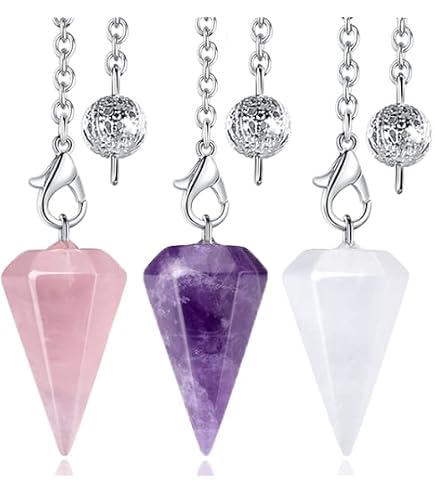 thumbnail image 2 of Natural Crystal Quartz Pendulum Pendant - Chakra Healing Gemstone Necklace, Adjustable Chain 2 of 5