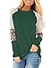 Floral Find Women's Long Sleeve Leopard Color Block Tunic Comfy Stripe Round Neck T Shirt Tops