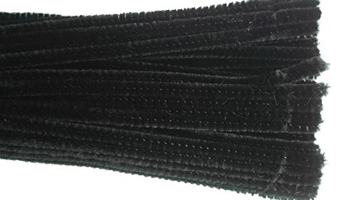 Carykon 100 Pieces Fuzzy Chenille Stems Pipe Cleaners for Arts and Crafts (Black)