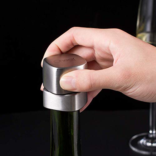 Champagne Stopper, Stainless Steel Wine & Champagne Sealer, Resealable Leak-Proof Cap For Prosecco, Sparkling & Still Wine- Best Gift Accessory, Home and Party Use 7717-W401-02