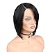 Quantum Love Lace Front Wigs Side Part Straight Wig Short Bob Natural Black Color Wig Heat Resistant Synthetic Full Hair Wig for Women