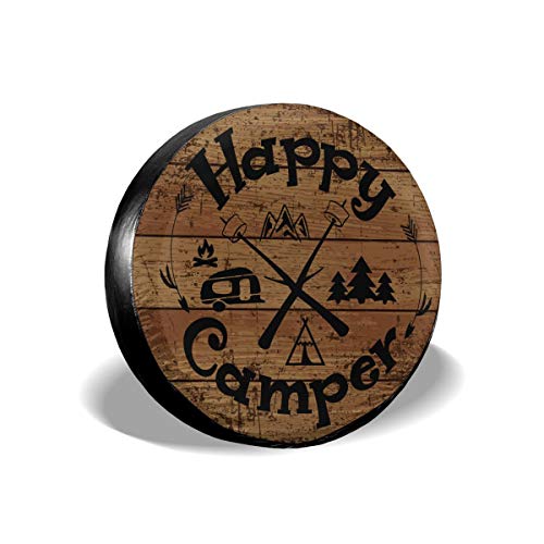 Happy Camper Spare Wheel Tire Cover Waterproof for Trailer RV SUV Truck Camper Travel Trailer Accessories(14,15,16,17 Inch)