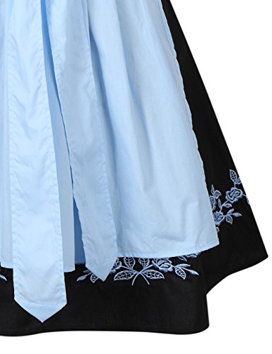 KoJooin Women's 3 Pieces Costumes Embroidery Oktoberfest Dirndl Dress Black-Blue 34
