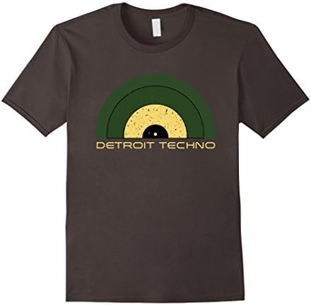 Men's DETROIT TECHNO RETRO LOOKING RECORD WITH DETROIT TECHNO TEXT XL Asphalt