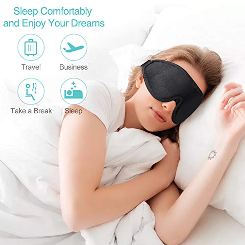 Unimi 100% Light Blocking Sleep Mask for Women & Men, Larger and Deeper 3D Contoured Eye Mask for Sleeping, Breathable and Super Soft Eye Cover, Ideal for Travel, Shift Work, Naps Black