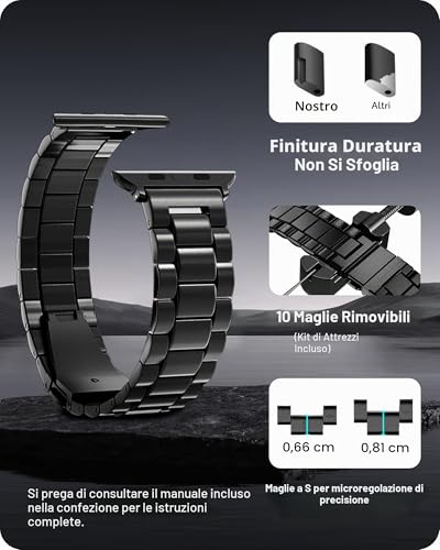 Fullmosa Apple Watch Band Ultra 3/2/1 49mm, Stainless Steel Replacement Bands Compatible with Apple Watch Band Ultra 3/Ultra 2/Ultra, for Women and Men, Black