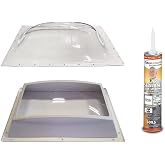 Straight Creek Trading SCT RV Skylight Bundle - Clear Outer Dome 14" x 22", Flange 17" x 25" and Inner Dome with Window 14" x 22" + Dicor 501LSW-1 Lap Sealant