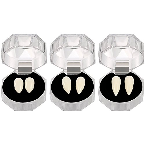 MGparty Halloween Party Dentures Props Vampire Zombie Devil Fangs Teethâ€”13MM/15MM/17MM Halloween Decoration Props Trick Toy