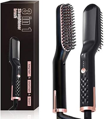 Portable Hair Straightening Brush Beard Straightener Brush 3 In 1