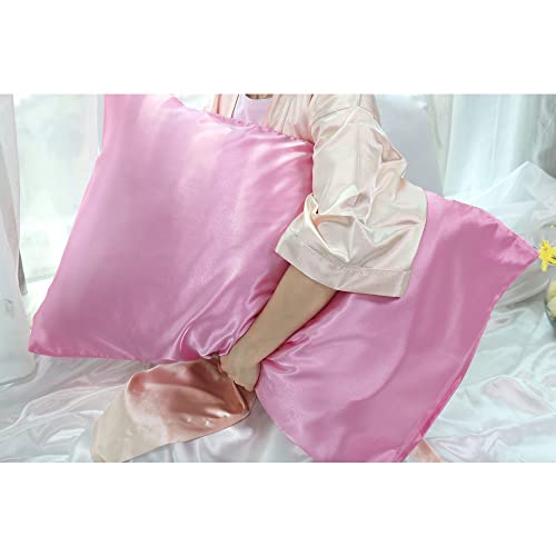 Satin Pillowcase for Hair and Skin, Besititli Super Soft Satin Silky Pink Pillowcases with Envelope Closure 20x40inchs Set of 2
