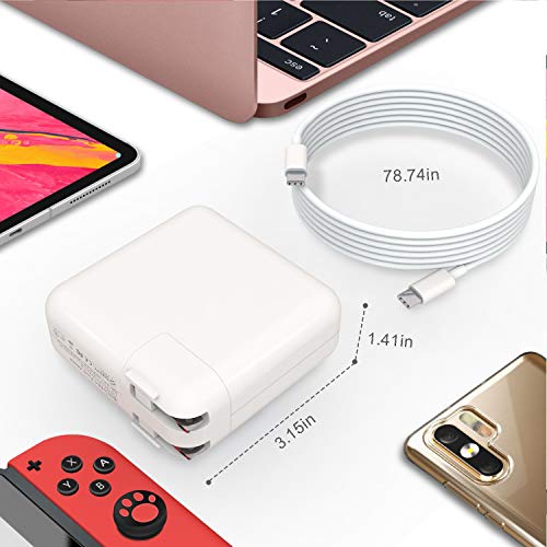 61W USB C Charger Power Adapter,UL Certified Fast Type C PD Wall Charger for MacBook Pro 13", MacBook Air,HP Spectre,Dell XPS,Matebook and More with 6.6FT USB C-C Cable