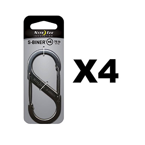 Nite Ize S-Biner Stainless Steel #4 Brushed Dual-Gated Carabiner 75lb (4-Pack)