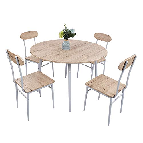 Dporticus 5-Piece Kitchen & Dining Set Kitchen Table and Chairs with Metal Legs