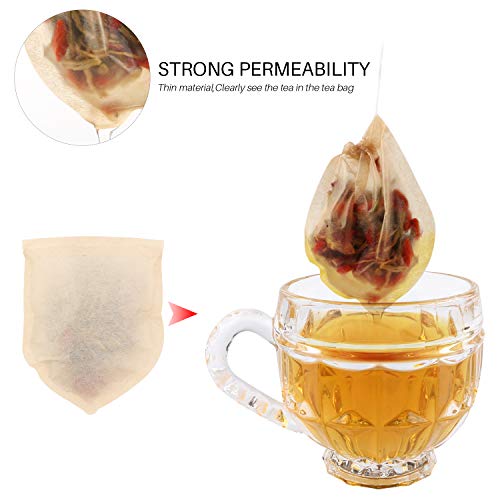 Tea Filter Bags,300pcs Disposable Empty Tea Bags Tea Infuser Drawstring Teabags Safe Natural Material Tea Bags for Loose Leaf Herbs Teas (Drop shape)