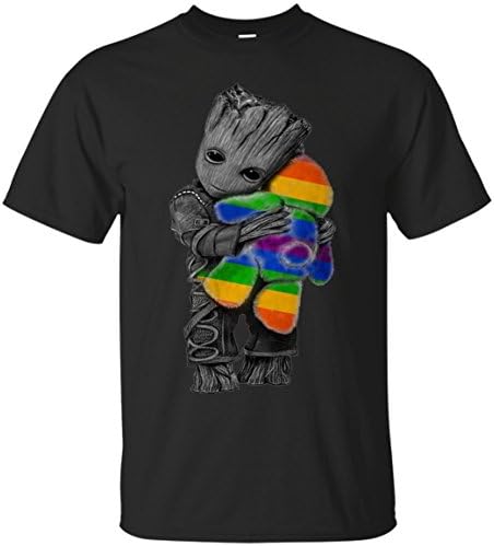 Mummy Tee LGBT Groot Hug Teddy Bear T-Shirt (Black;2XL)