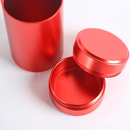 Tea Tins Canister set with Airtight Lids Home Kitchen Canisters for Tea Coffee Sugar Storage Loose Leaf Tea Tin Containers storage (Red 4PC Middle)