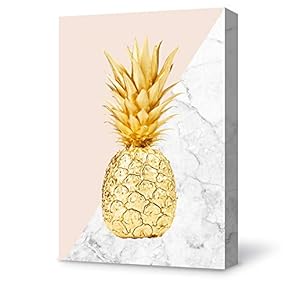 Pineapple Painting Wall Poster Decor for Living Room Wooden Framed