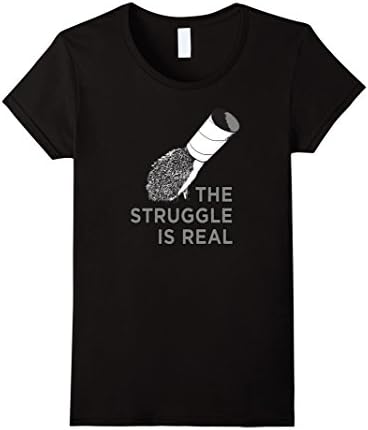 Women's The Struggle Is Real Funny Hedgehog Graphic T-Shirt Small Black