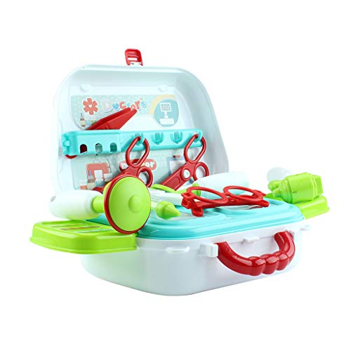 Karooch 15pcs Pretend Play Simulation Medical Equipment Shoulder Bag Set Mini Playset Dollhouse Children Doctor Role Play Toy for Kids Girls and Boys