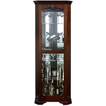 Amazon Com Pemberly Row Corner Glass Door Curio Cabinet With 5
