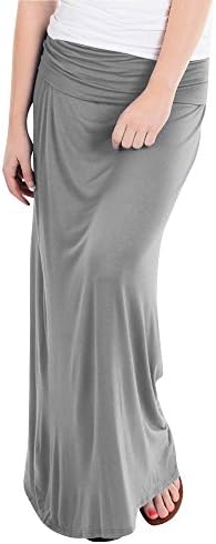 Basics Fold Over Rayon Maxi Skirt