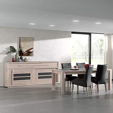 M 128 Sala Da Pranzo Moderna Colore Legno E Grigio Cassandra