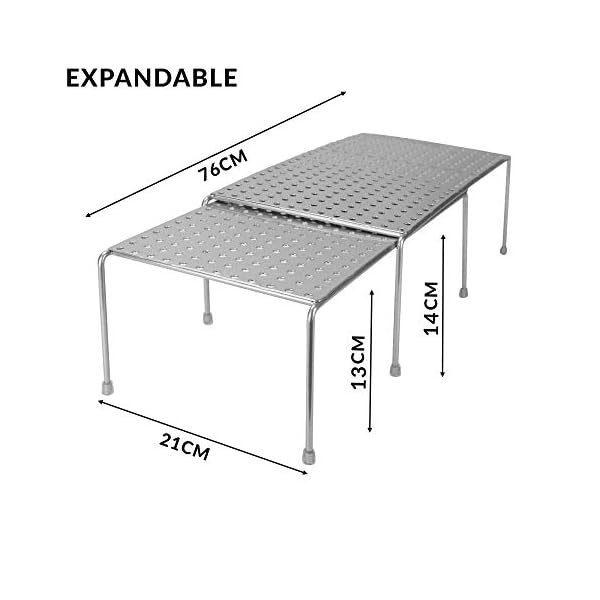 Expandable-Kitchen-Shelf-Set-of-2-Free-Standing-Spice-Rack-Pantry-Organiser-Cupboard-Storage-Shelf-Expanding-Storage-Rack-MW Expandable Kitchen Shelf - Set of 2 | Free Standing Shelf Organiser | Pantry Organiser | Cupboard Storage Shelf…
