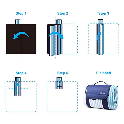 WolfWise Outdoor Warm Fleece Blanket 79"x79" XXL Picnic Blanket Extra Large with Waterproof Backing for Camping Festival Sporting Events (Blue/Navy)
