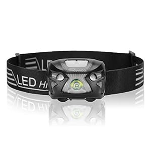 Ryaco USB-oplaadbare led-hoofdlamp, waterdicht, lichtgewicht mini-hoofdlampen, 8 lichtmodi, waarschuwingssensor, rood…